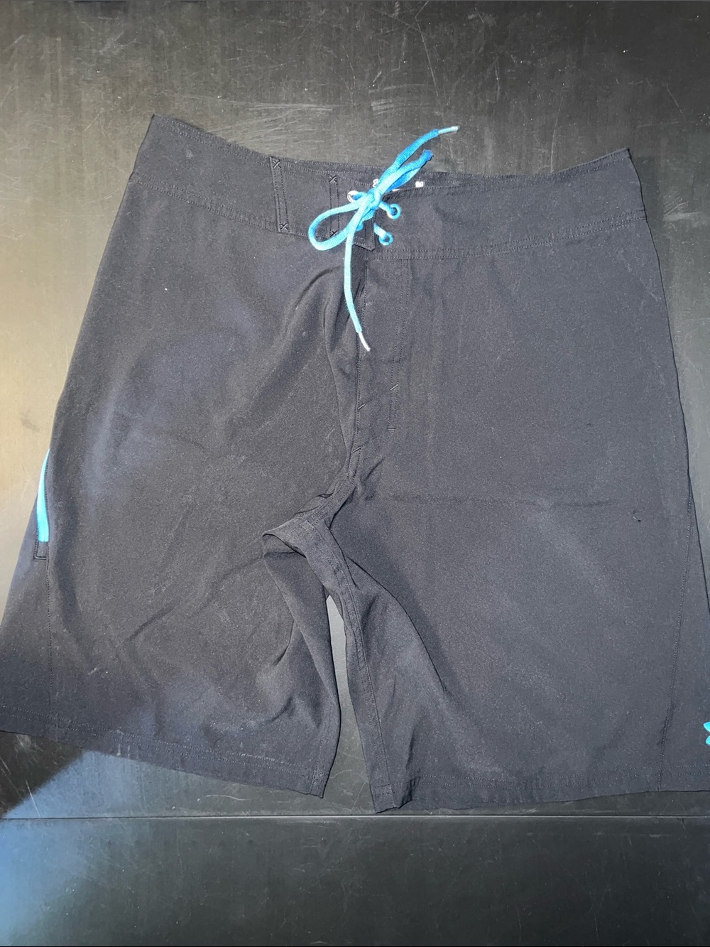 Under Armour Black Swim/Board Shorts with Blue Drawstring - Picture 1 of 5